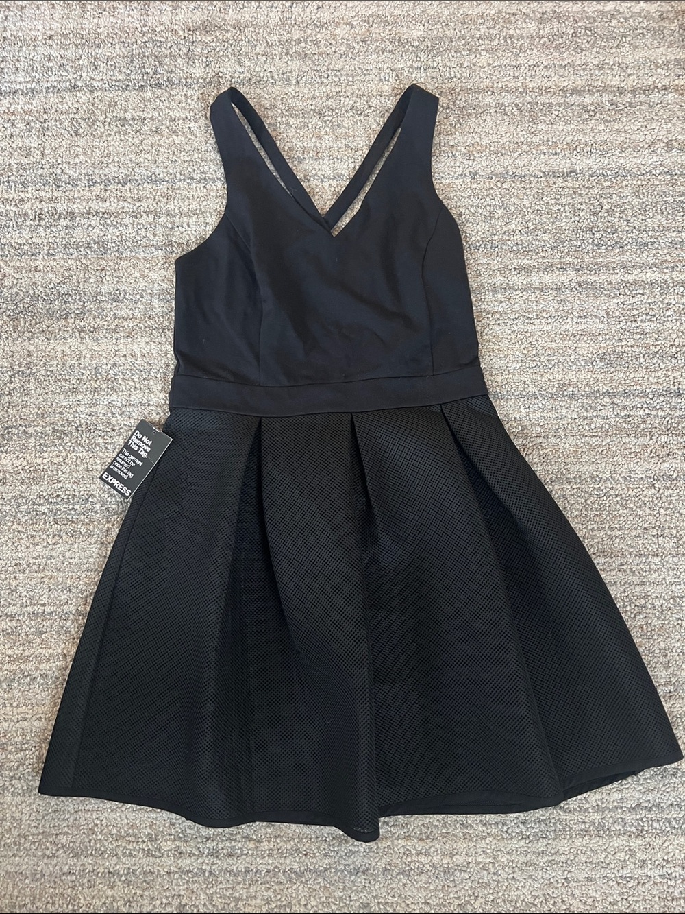 Express Women’s Black V-Neck Fit-and-Flare Dress